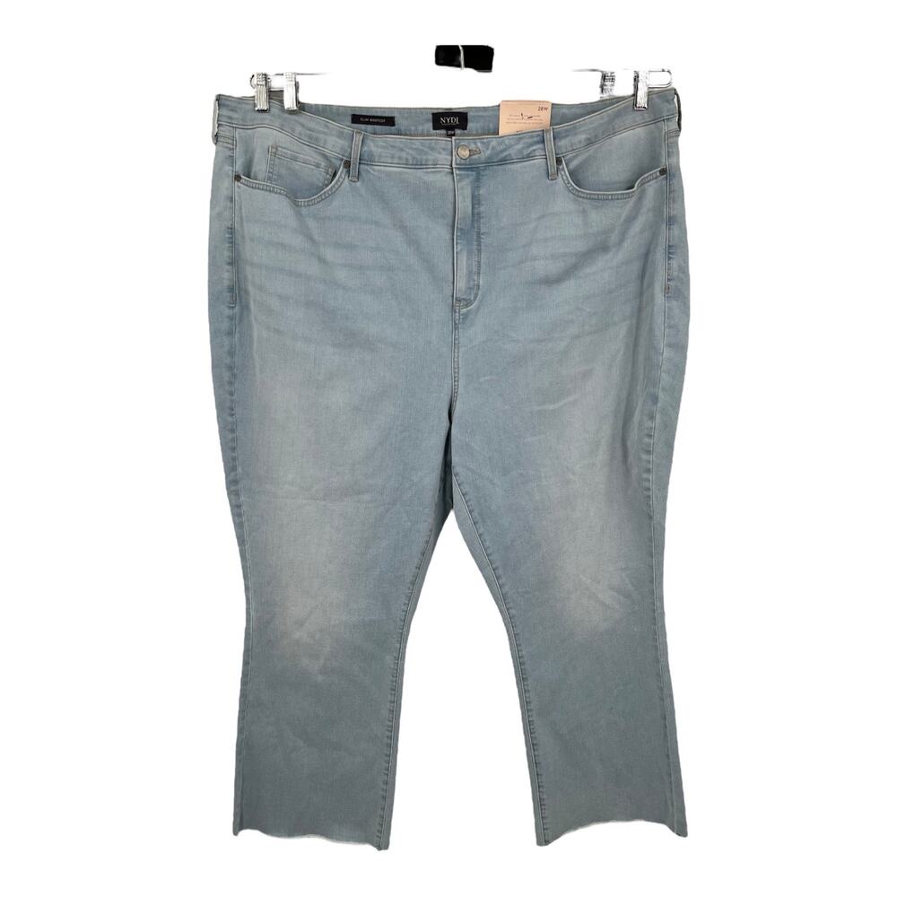 NYDJ Jeans High-Rise Slim Bootcut Ankle W/Fray light blue size 28W